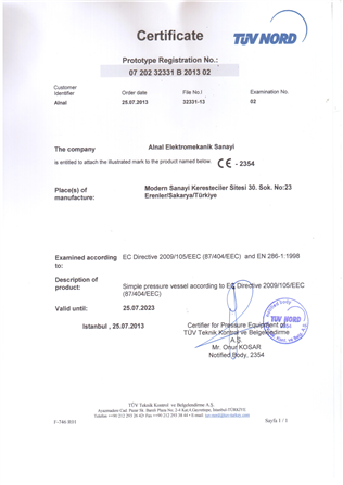 Basınçlı Kaplar Sertifikası — Page 2/2